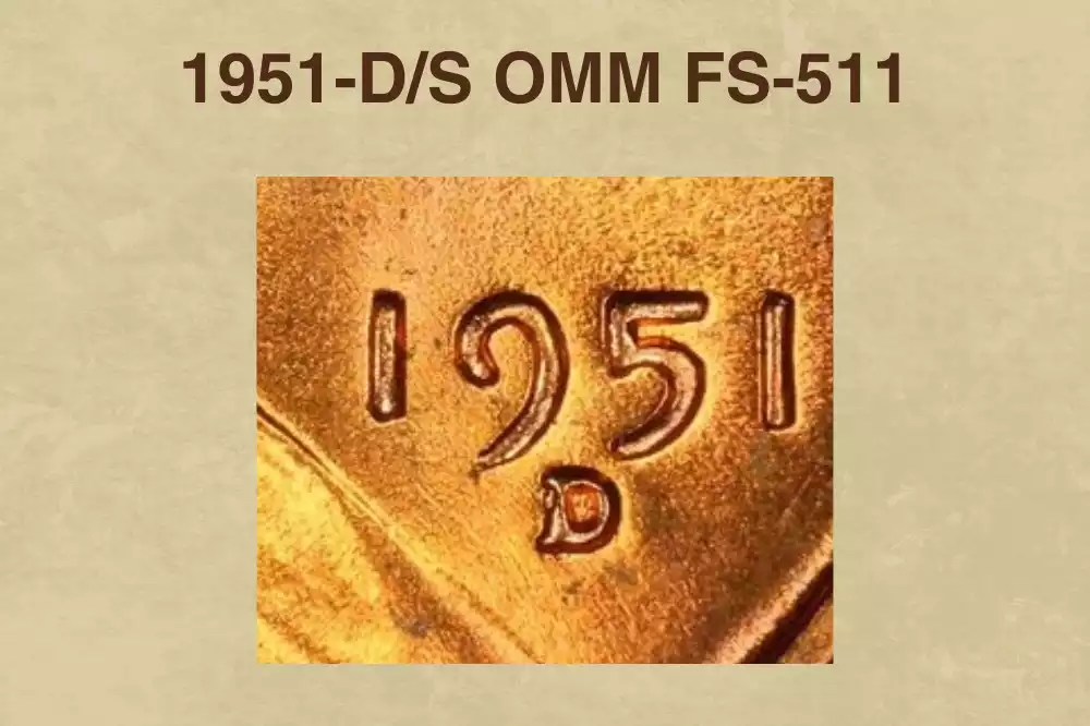 1951-D/S overmintmark FS-511 close-up showing S traces beneath the D mint mark